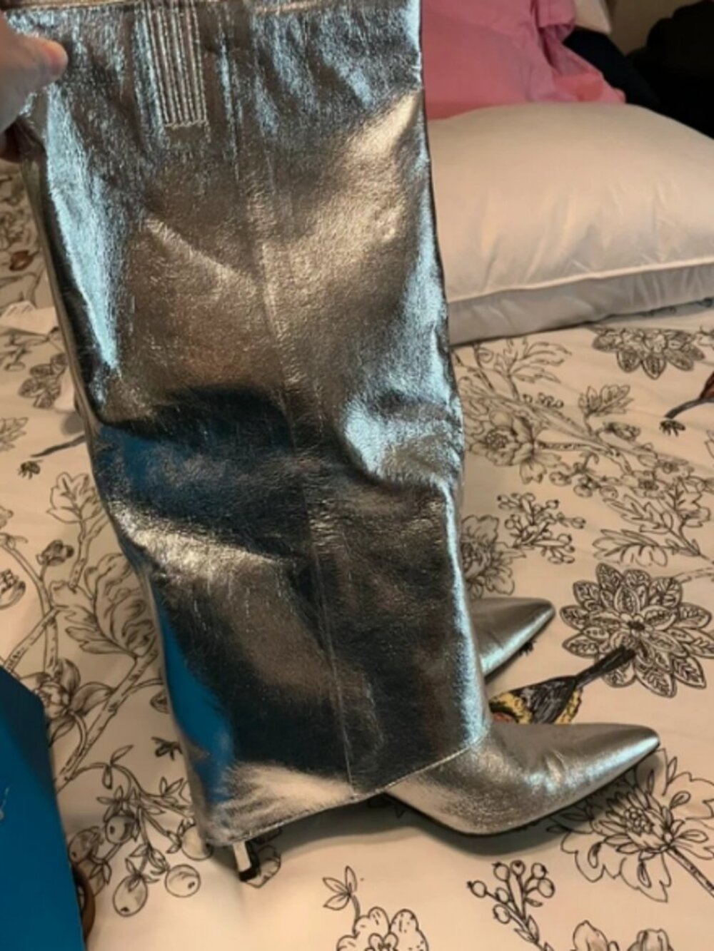 Silver knee boots new in box